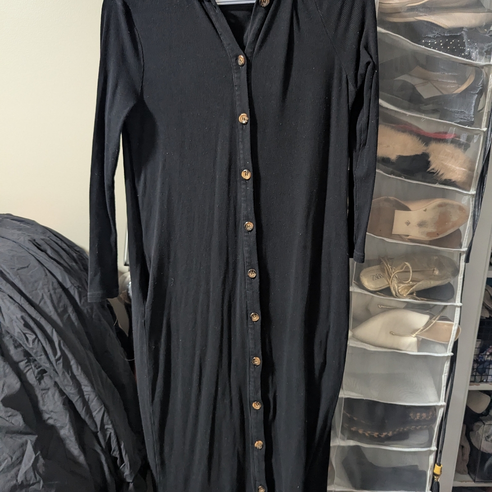 Elegant Black Button-Down Dress